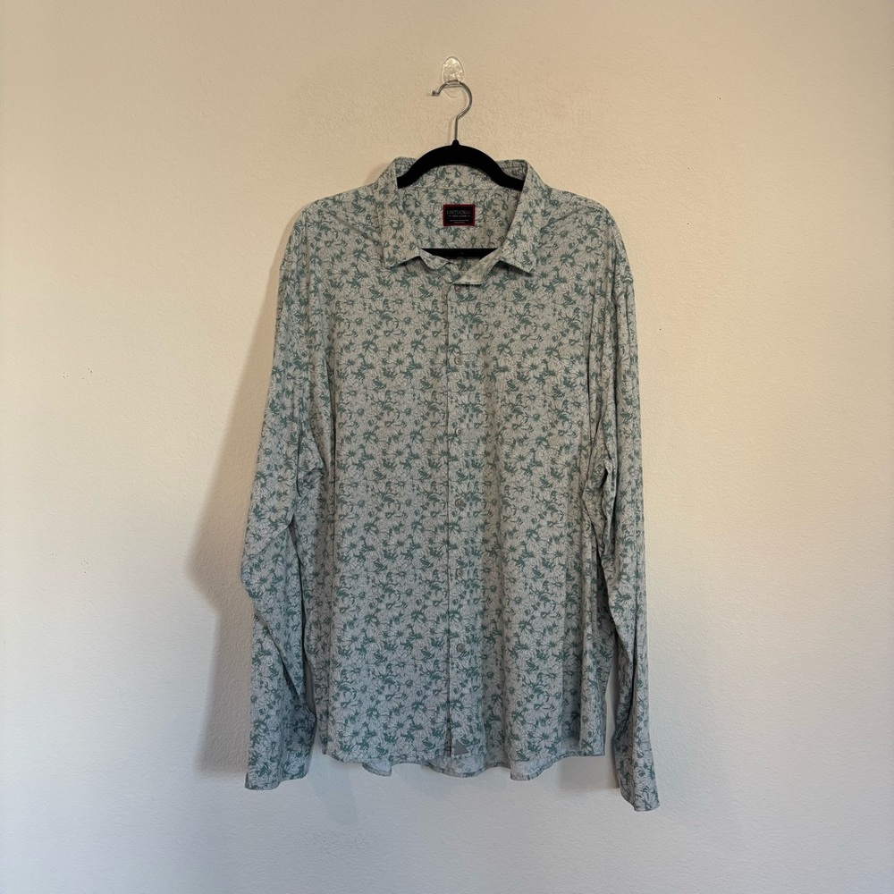 UntuckIt Arcari 40448 Mens Wrinkle Moisture Wicking Green Floral Shirt